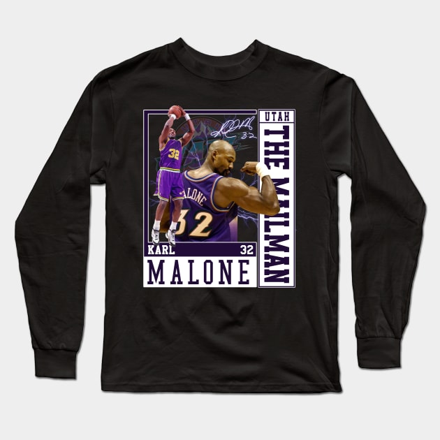 Karl Malone The Mail Man Basketball Legend Signature Vintage Retro 80s 90s Bootleg Rap Style Long Sleeve T-Shirt by CarDE